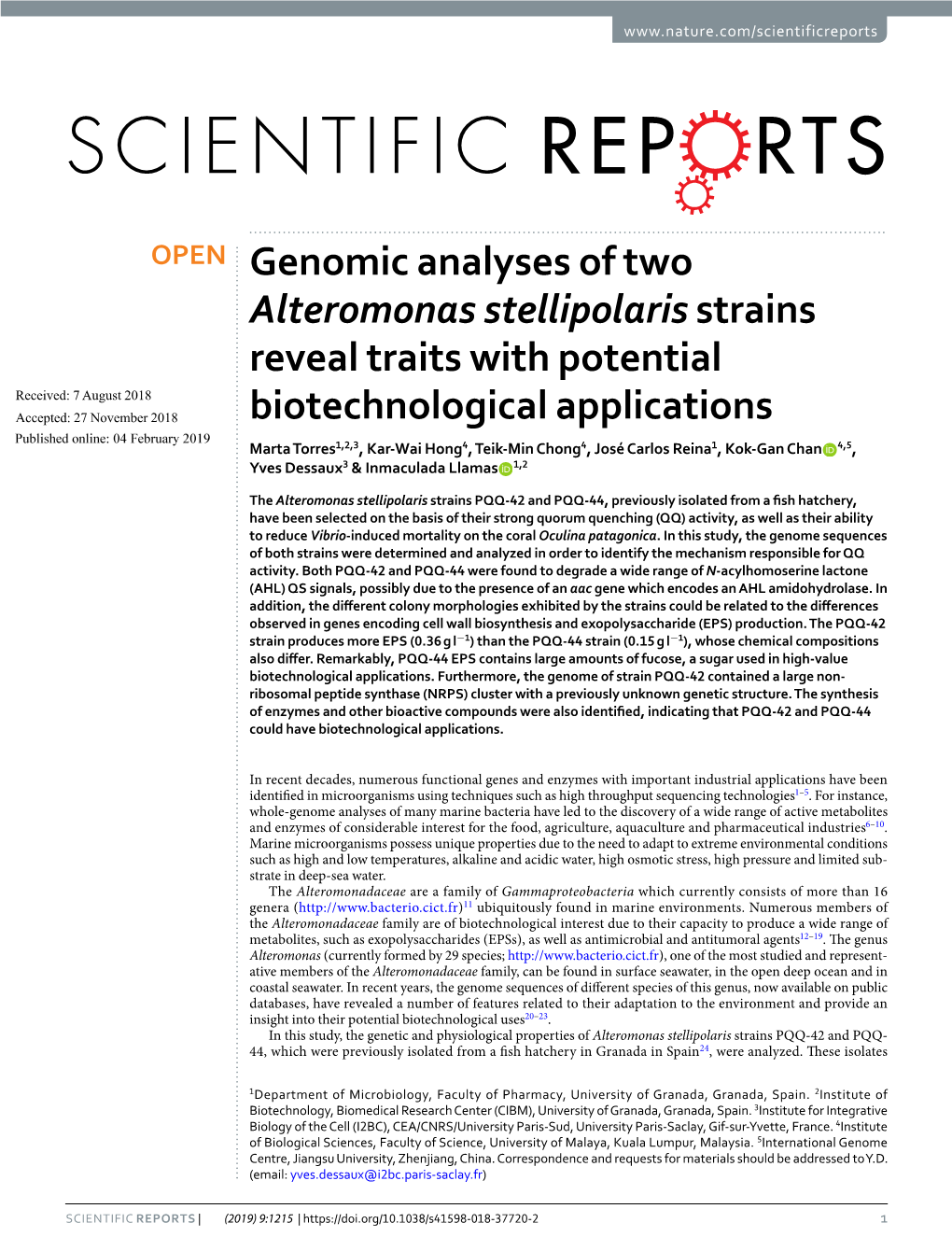 Genomic Analyses of Two Alteromonas Stellipolaris Strains Reveal Traits