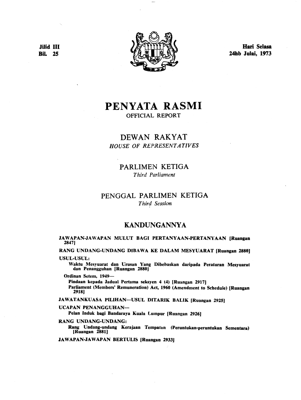 Penyata Rasmi Official Report