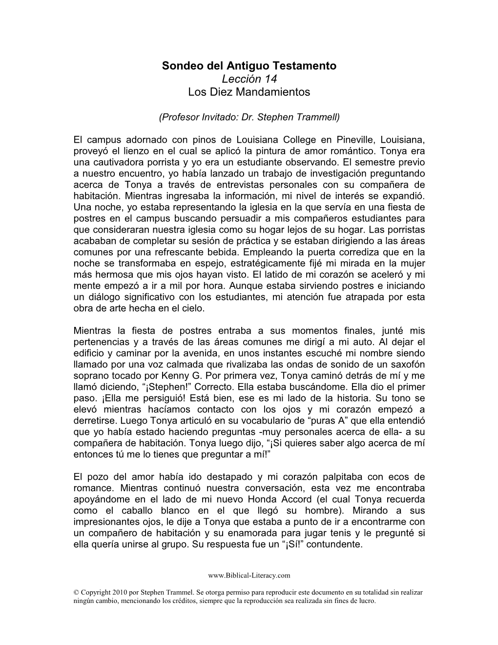 Sondeo Del Antiguo Testamento Lección 14 Los Diez Mandamientos