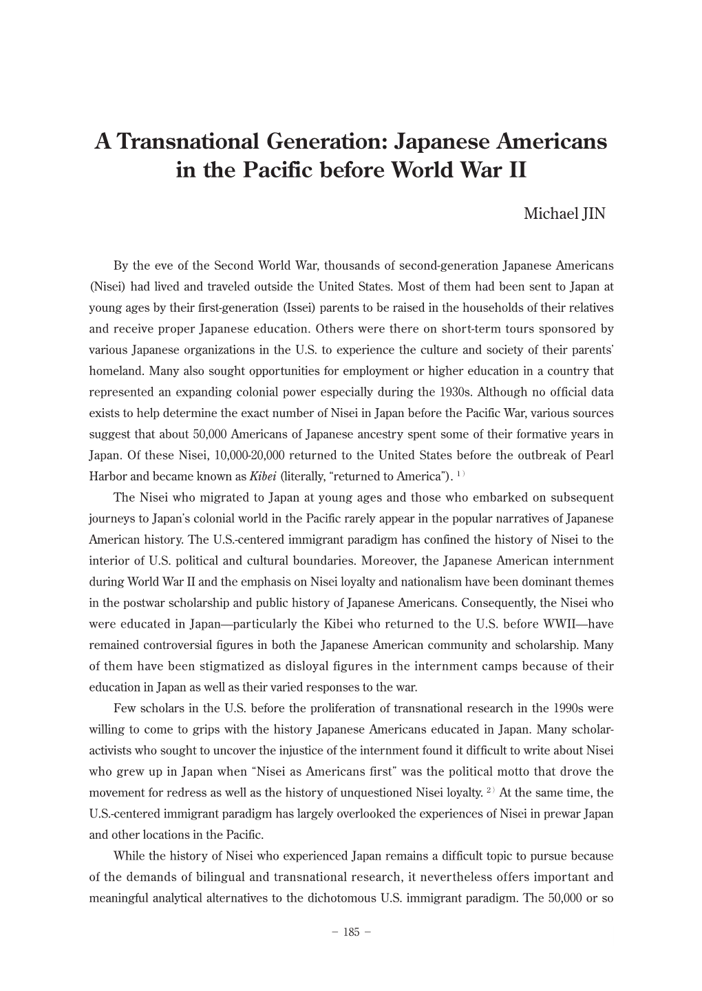 Japanese Americans in the Pacific Before World War II