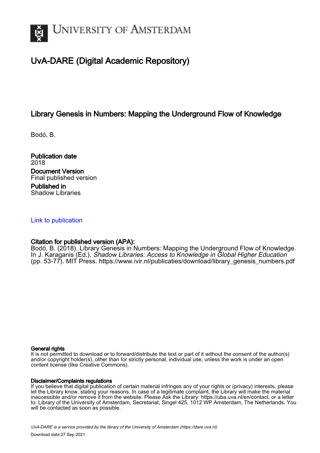 Library Genesis in Numbers: Mapping the Underground Flow of Knowledge