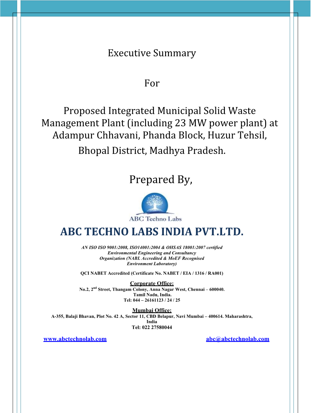 Prepared By, ABC TECHNO LABS INDIA PVT.LTD