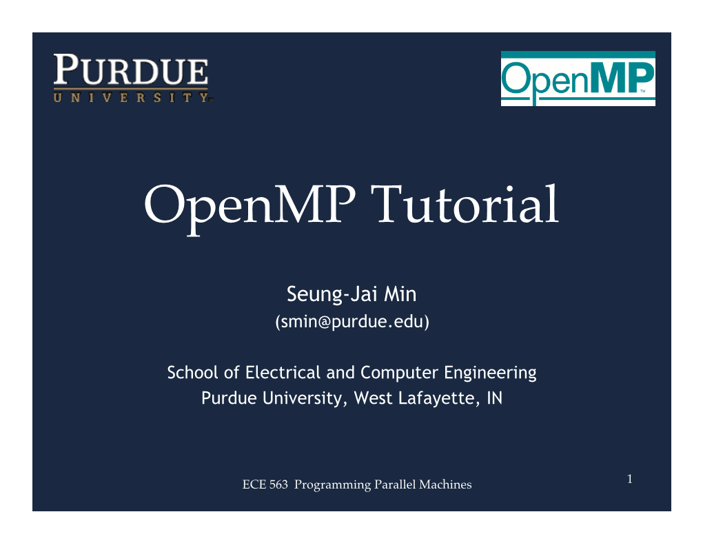 Openmp Tutorial