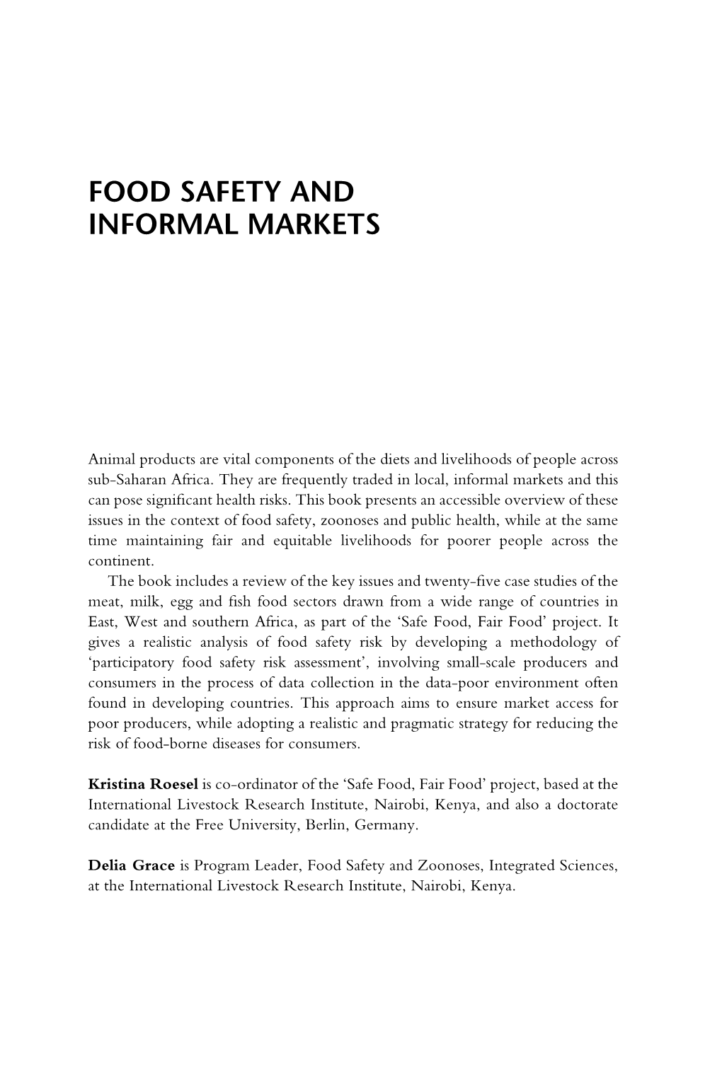 Food Safety and Informal Markets