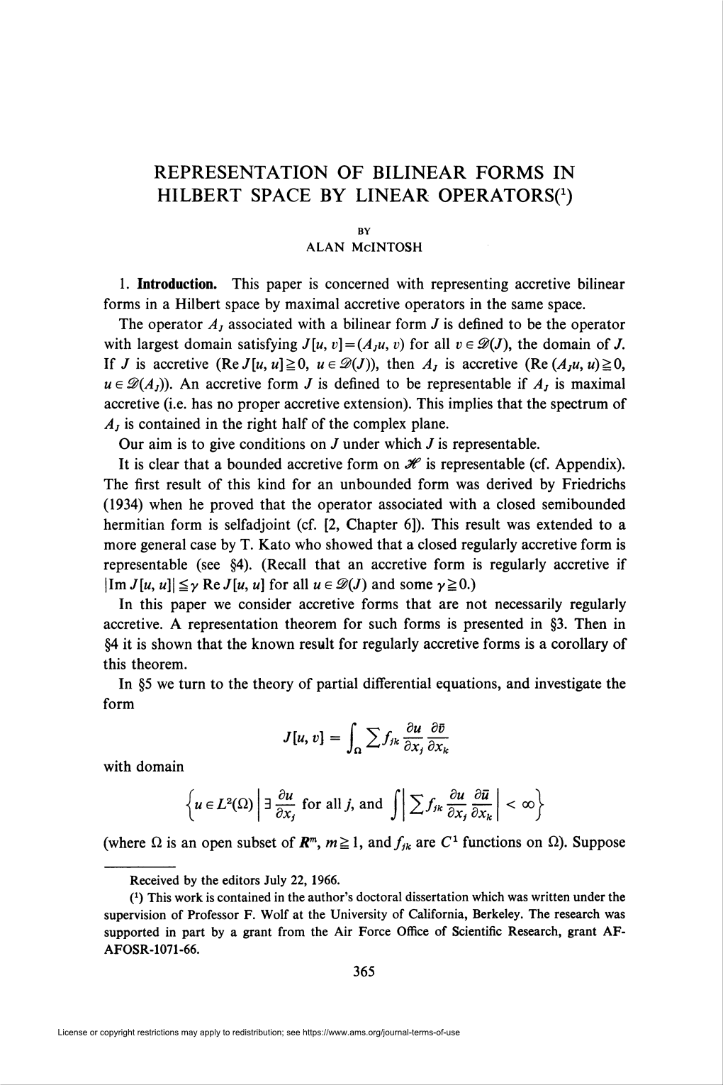 Hilbert Space by Linear Operatorso