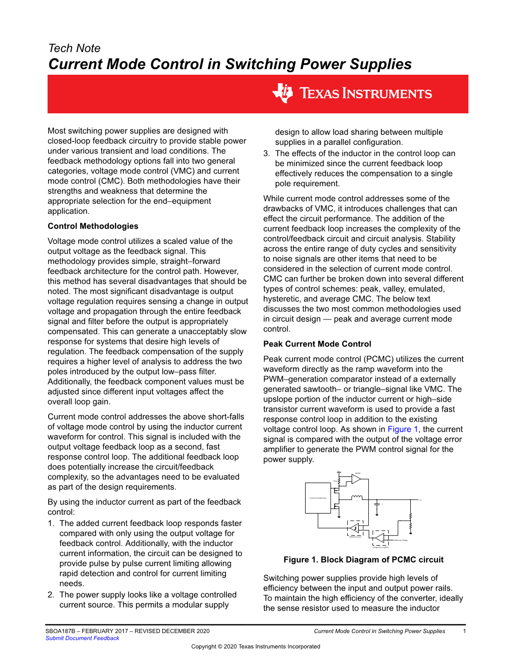 Current Mode Control in Switching Power Supplies