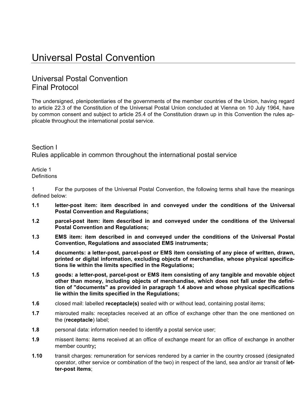 Universal Postal Convention