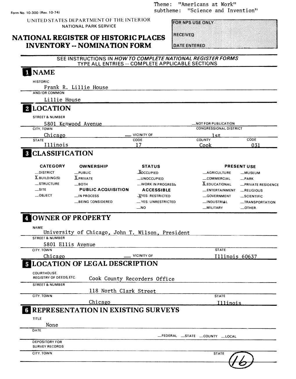 National Register of Historic Places Inventory - Nomination Form
