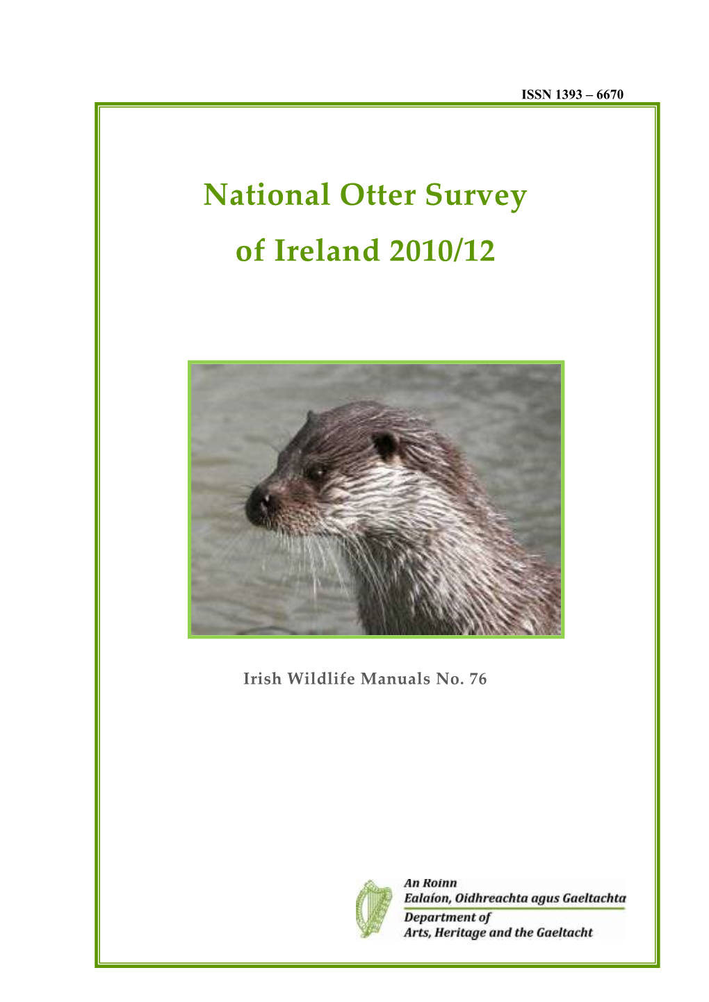 Irish Wildlife Manuals No. 76, National Otter Survey of Ireland 2010/12