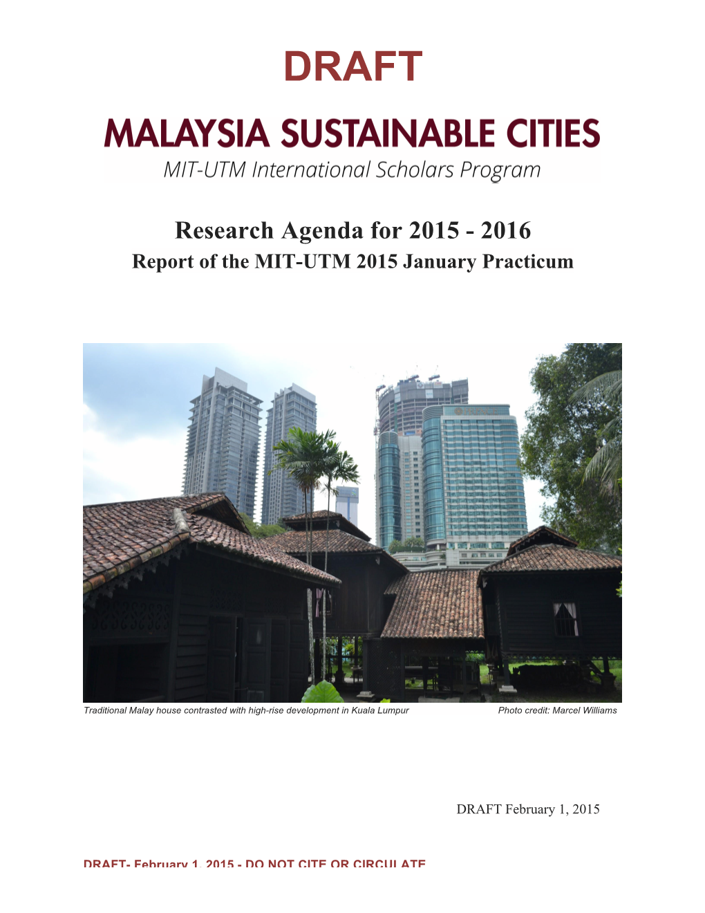 Research Agenda for 2015 - 2016