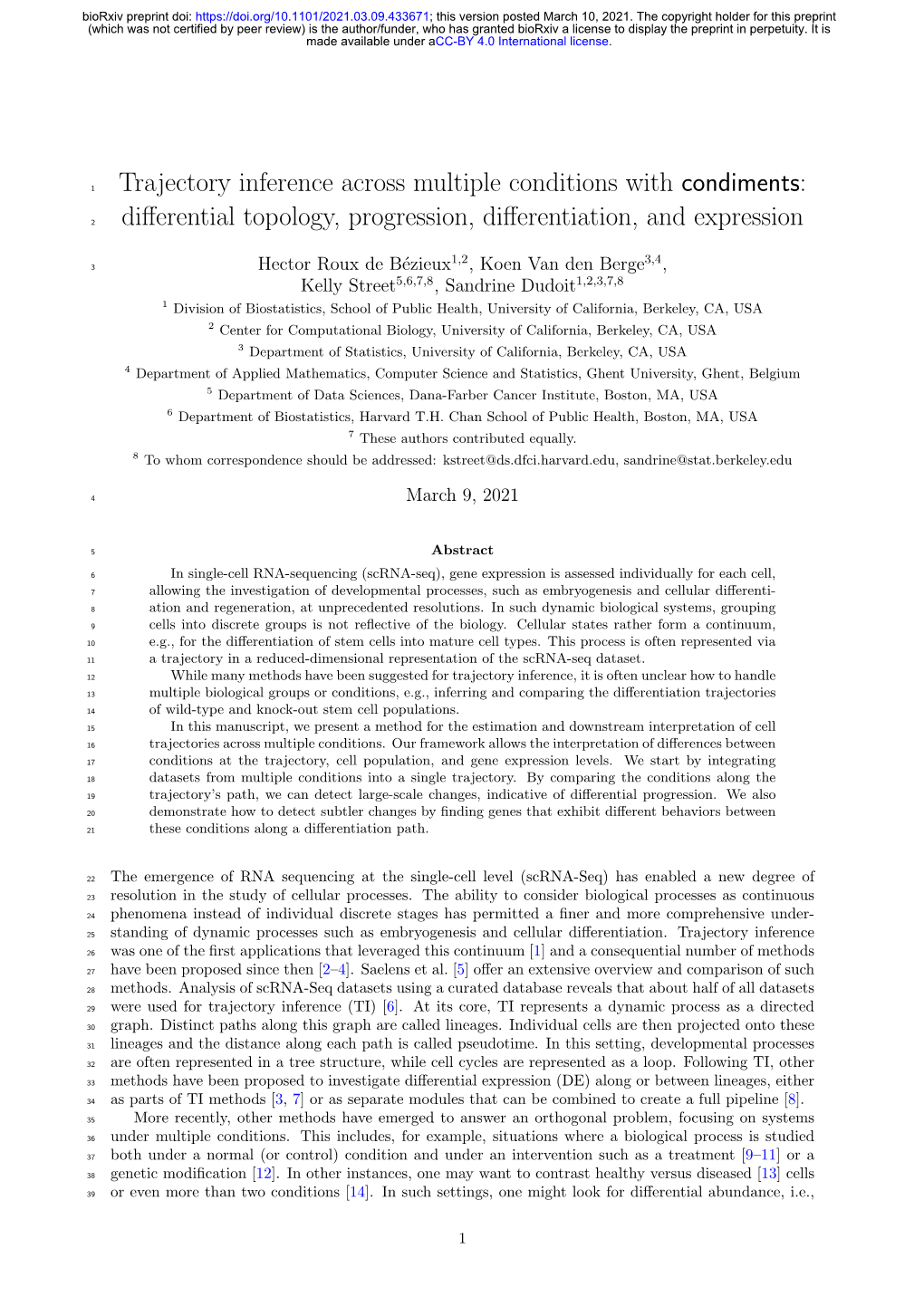 Trajectory Inference Across Multiple Conditions with Condiments