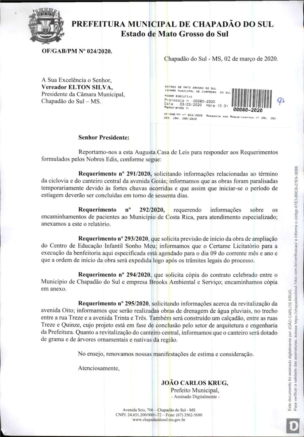 PREFEITURA MUNICIPAL DE CHAPADÃO DO SUL Estado De Mato Grosso Do Sul