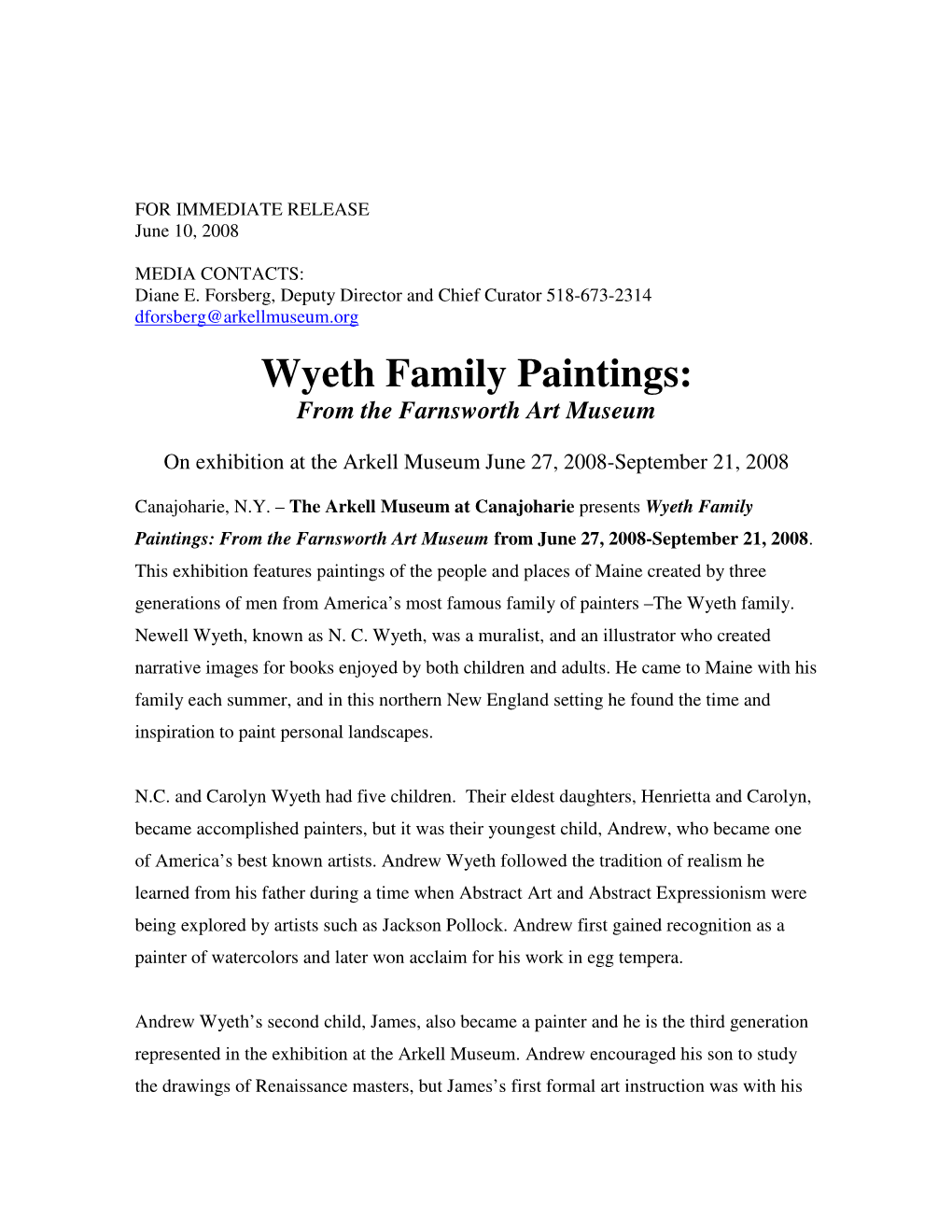 Wyeth Family Paintings: from the Farnsworth Art Museum