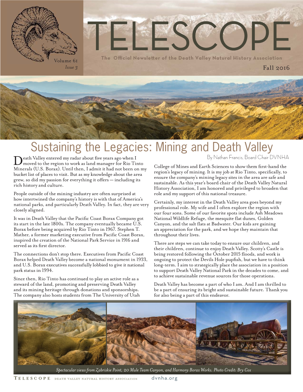 Sustaining the Legacies: Mining and Death Valley