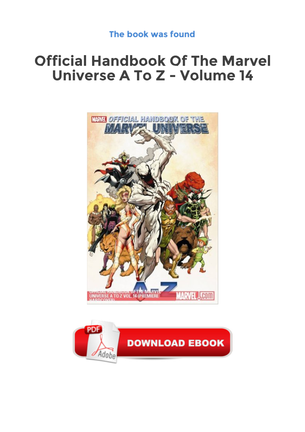 Official Handbook of the Marvel Universe a to Z