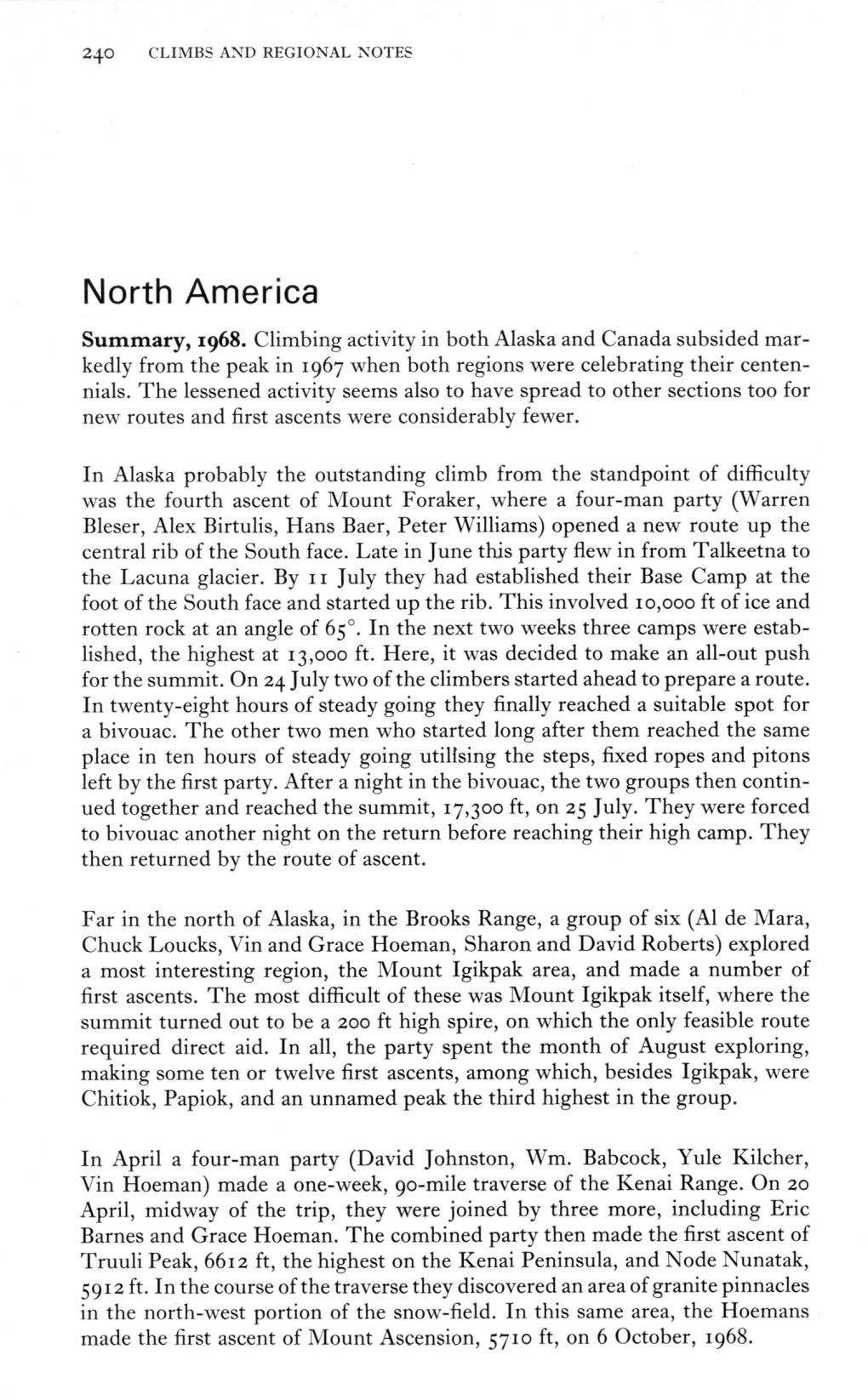 North America Summary, 1968