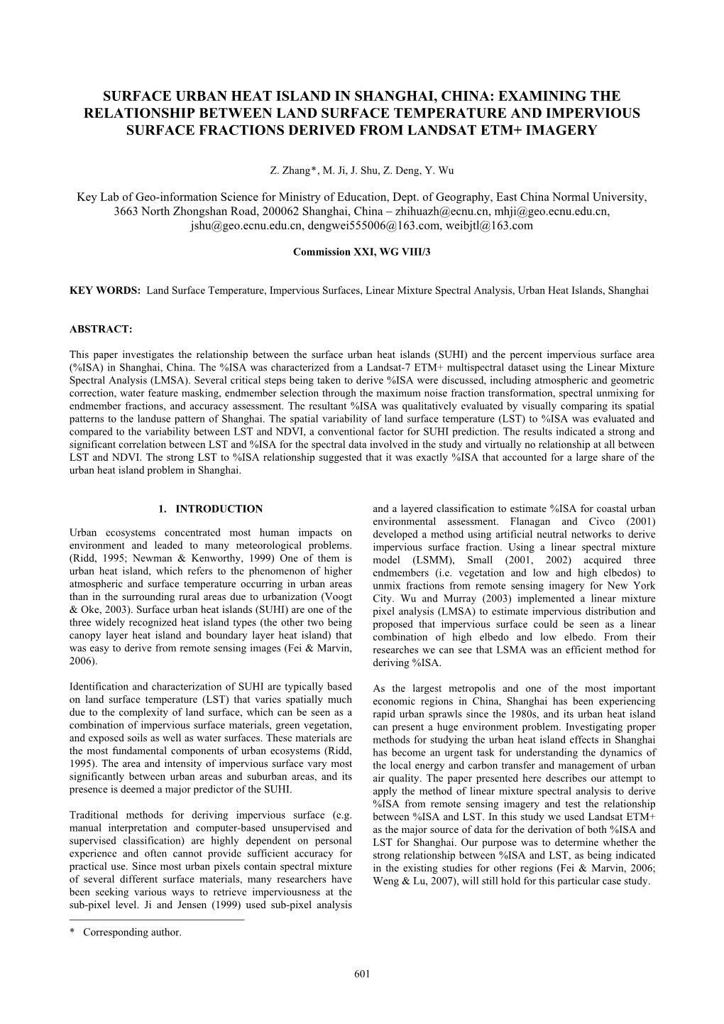 Surface Urban Heat Island in Shanghai, China: Examining