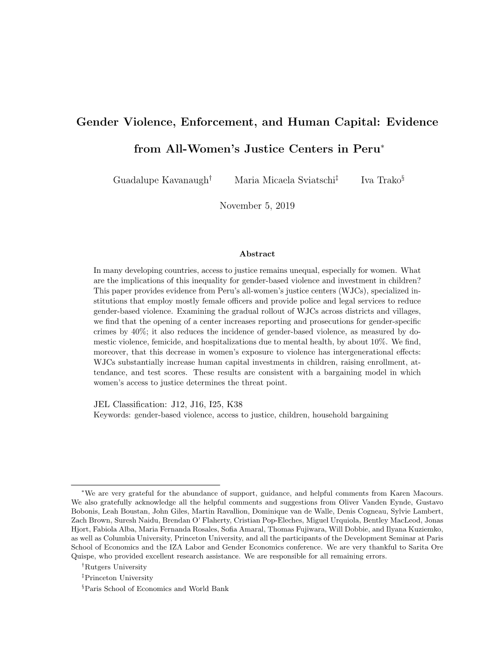 Gender Violence, Enforcement, and Human Capital: Evidence from All