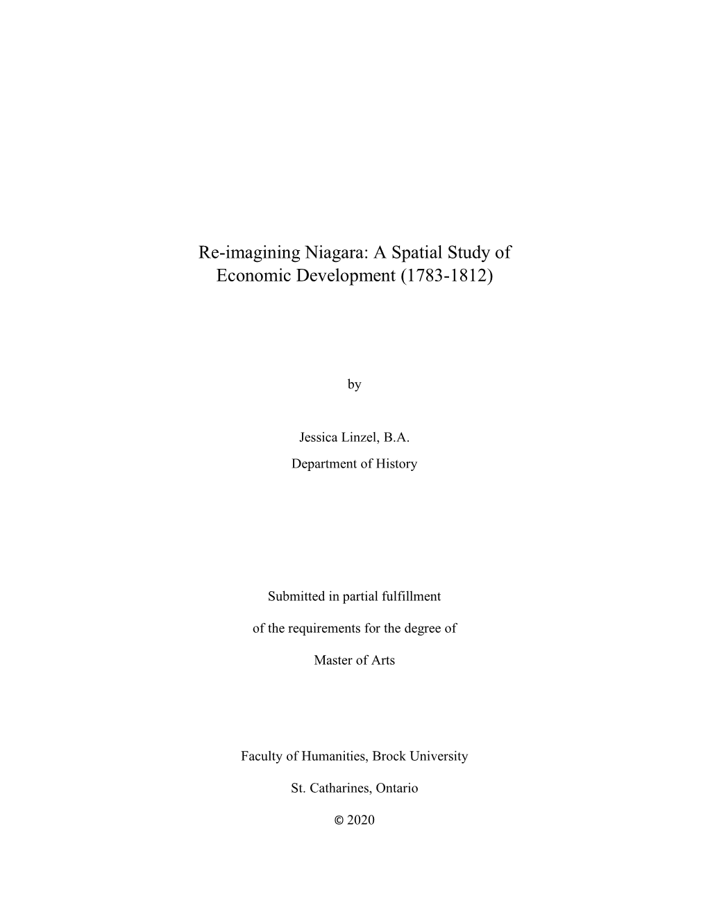 Re-Imagining Niagara: a Spatial Study of Economic Development (1783-1812)