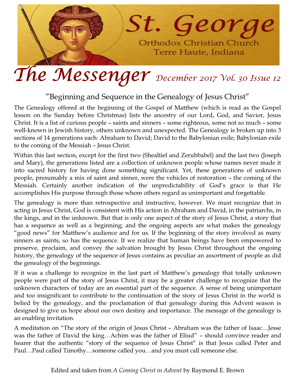The Messenger December 2017 Vol. 30 Issue 12