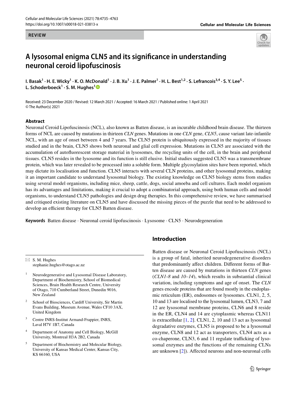 A Lysosomal Enigma CLN5 and Its Significance in Understanding