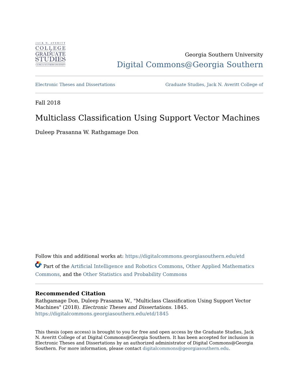 Multiclass Classification Using Support Vector Machines