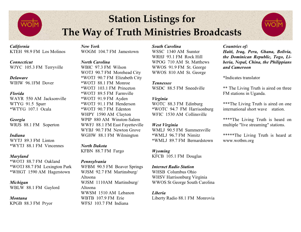 WOTM Station Listings 2021