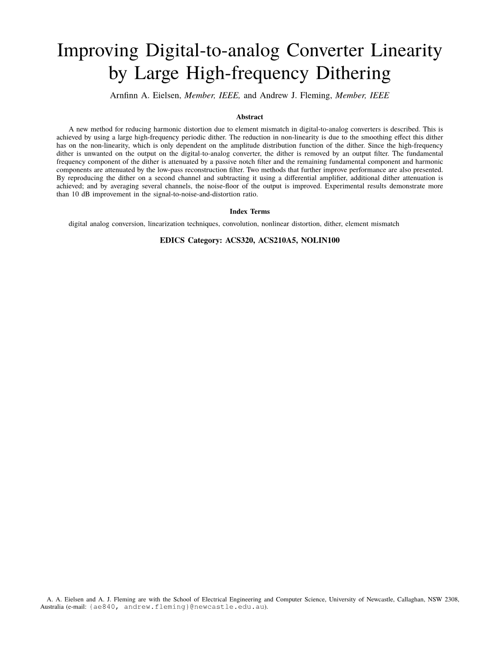 Improving Digital-To-Analog Converter Linearity by Large High-Frequency Dithering Arnﬁnn A