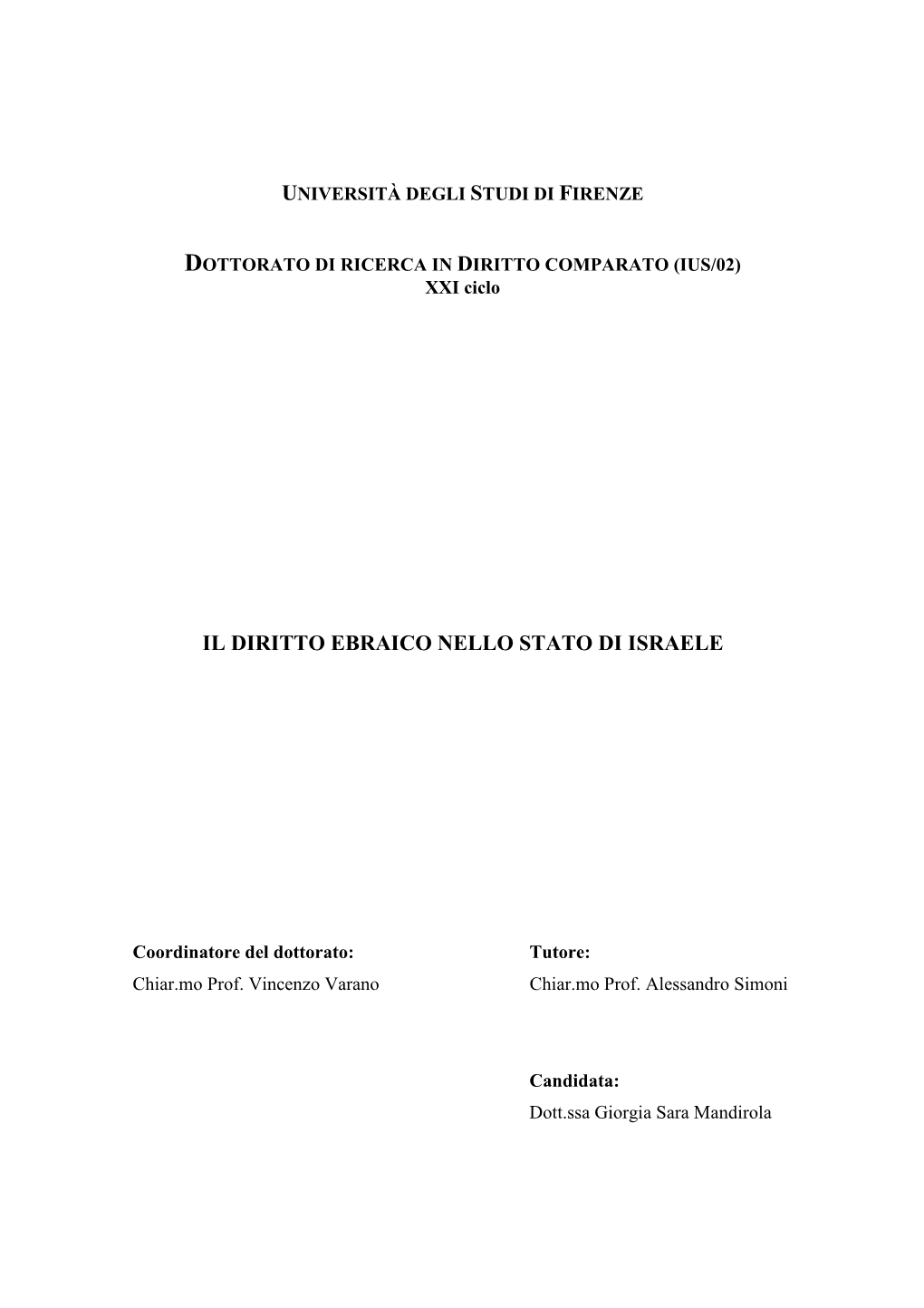 Il Diritto Ebraico Nello Stato Di Israele