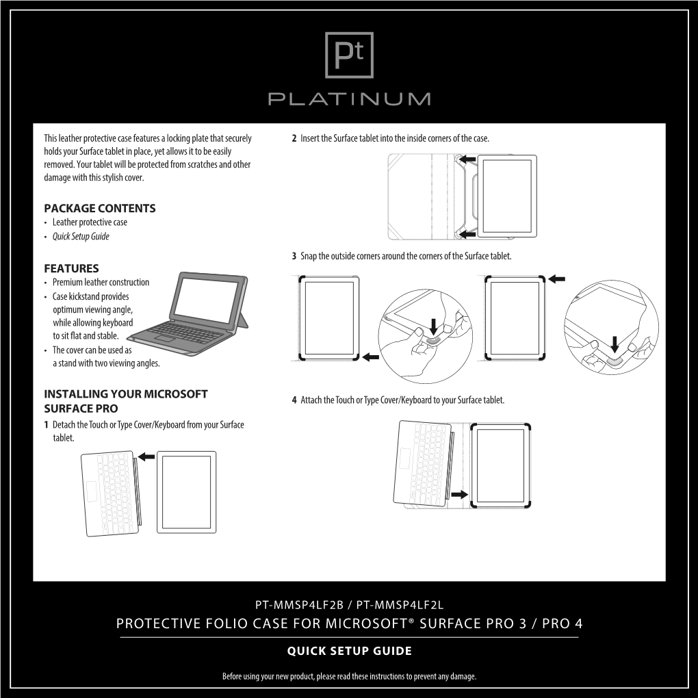 Protective Folio Case for Microsoft® Surface Pro 3 / Pro 4