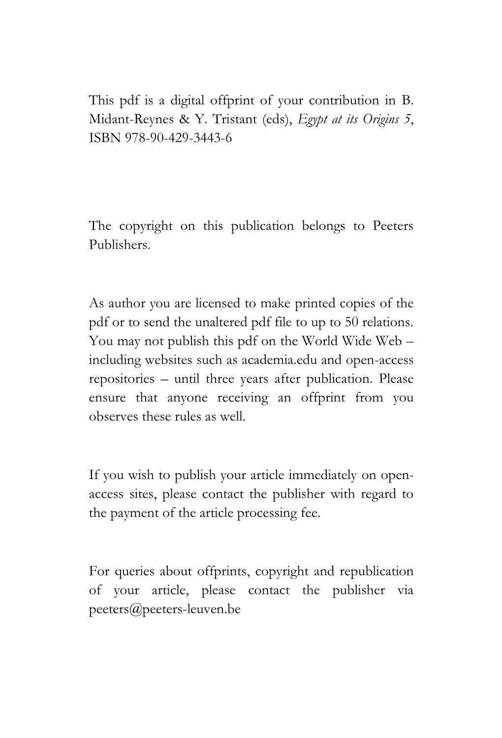 This Pdf Is a Digital Offprint of Your Contribution in B