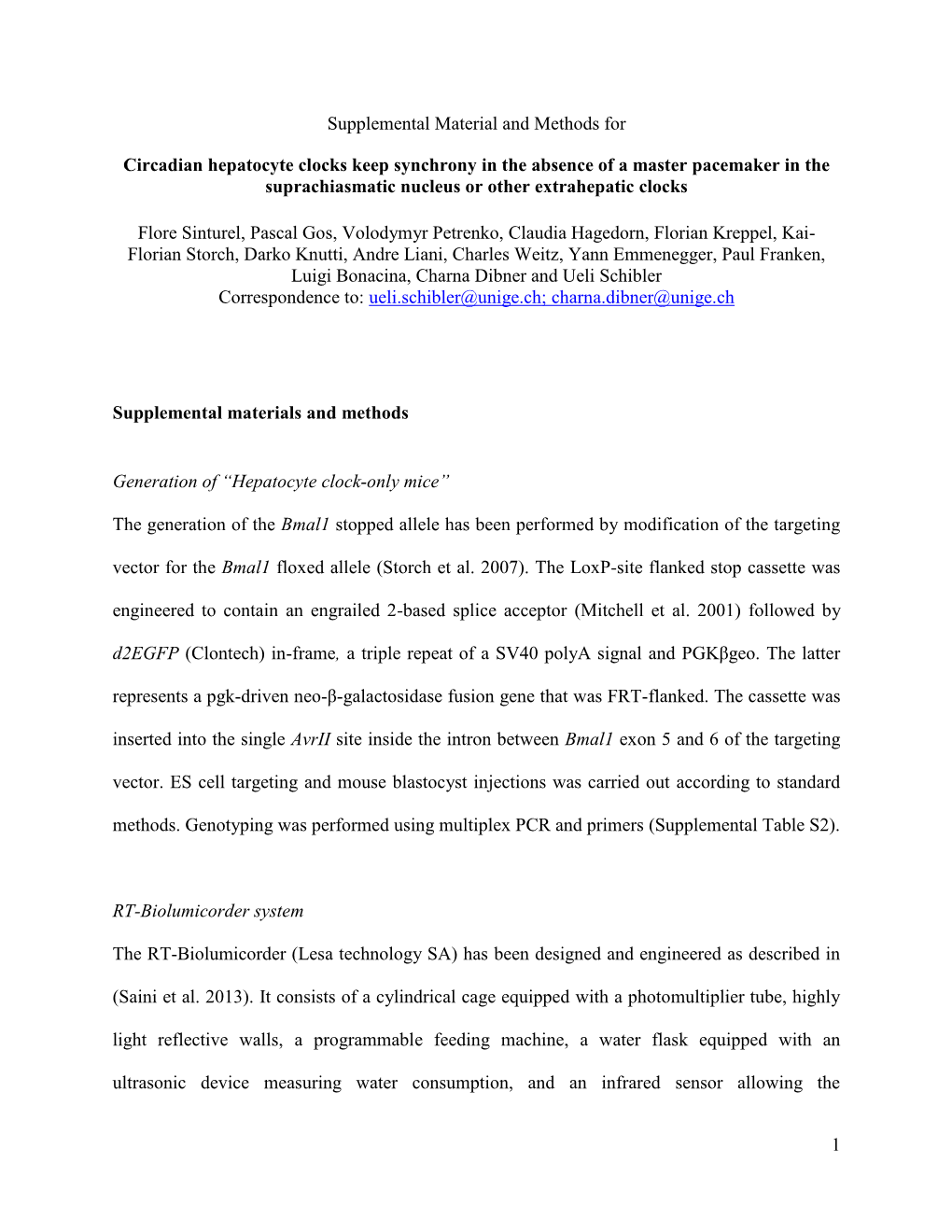 1 Supplemental Material and Methods for Circadian Hepatocyte Clocks