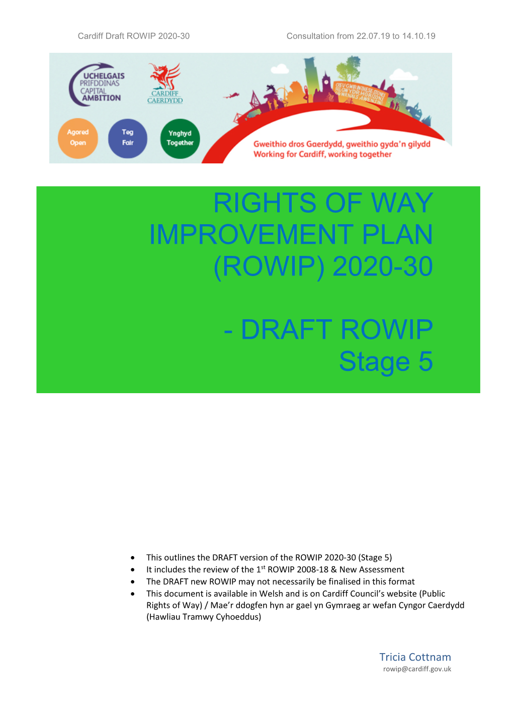 Rights of Way Improvement Plan (Rowip) 2020-30