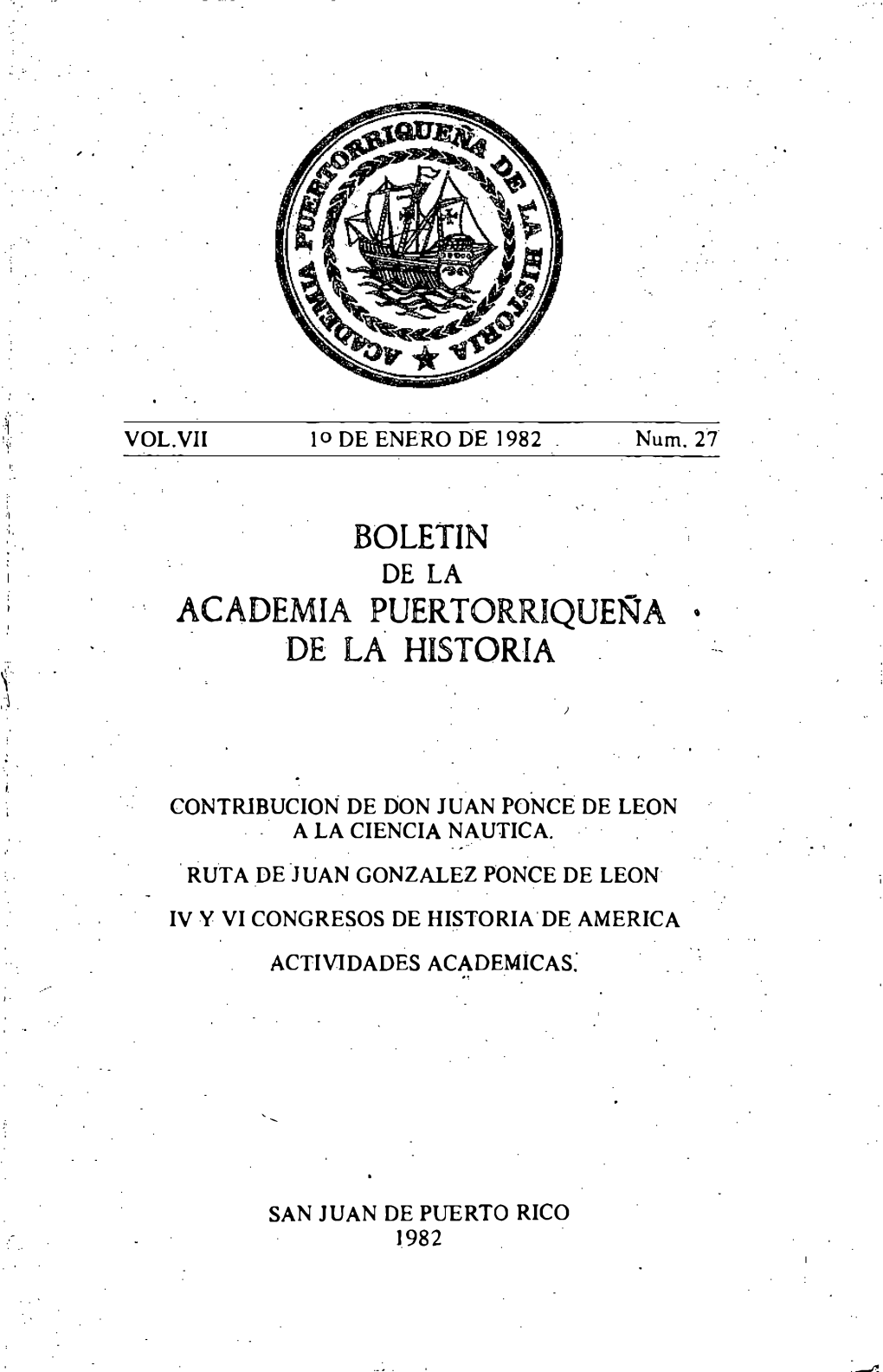 Ív. : BOLETIN . . " : : ' ACADEMIA PUERTORRIQUEÑA * : ' DE LA