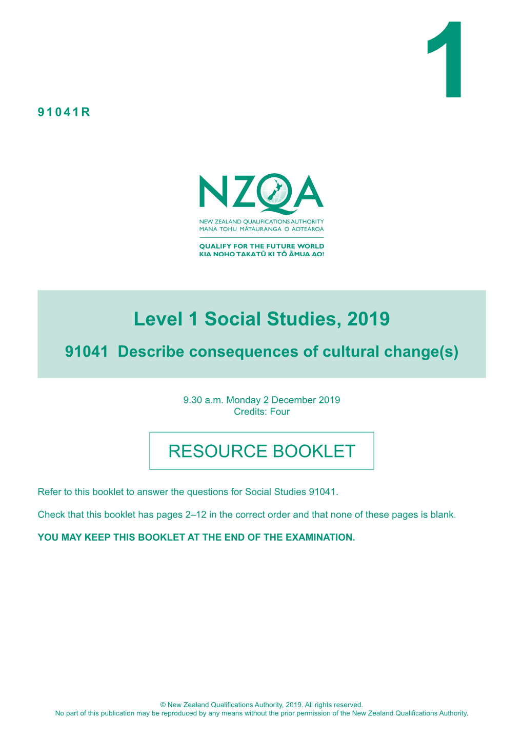 Level 1 Social Studies (91041) 2019