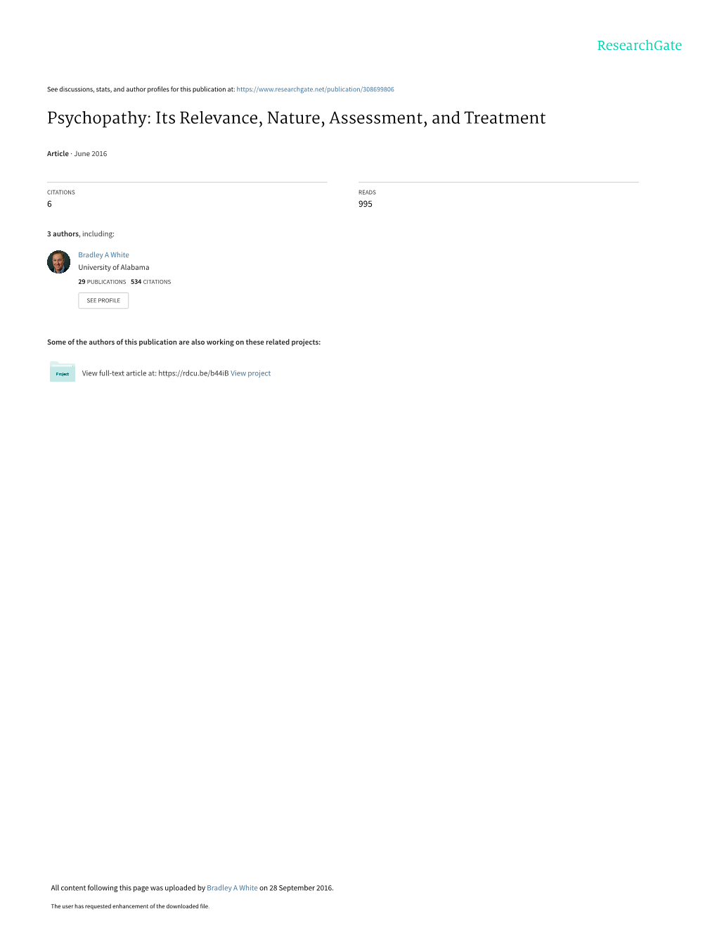 Psychopathy: Its Relevance, Nature, Assessment, and Treatment