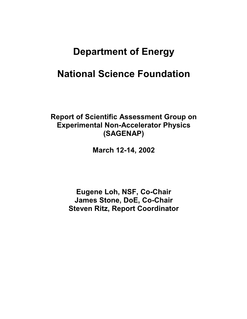 Department of Energy National Science Foundation