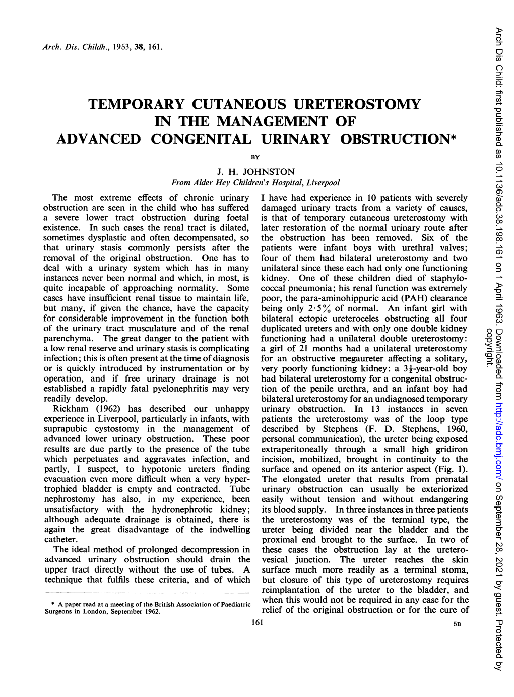 Temporary Cutaneous Ureterostomy in the Management of Advanced Congenital Urinary Obstruction* by J