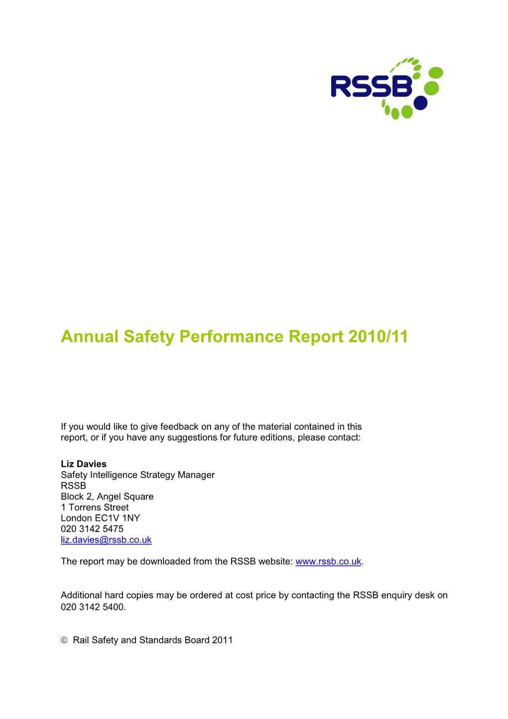 Annual Safety Performance Report 2010/11