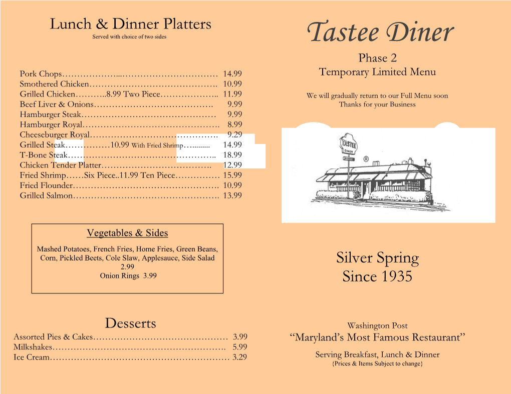 Silver Spring Menu