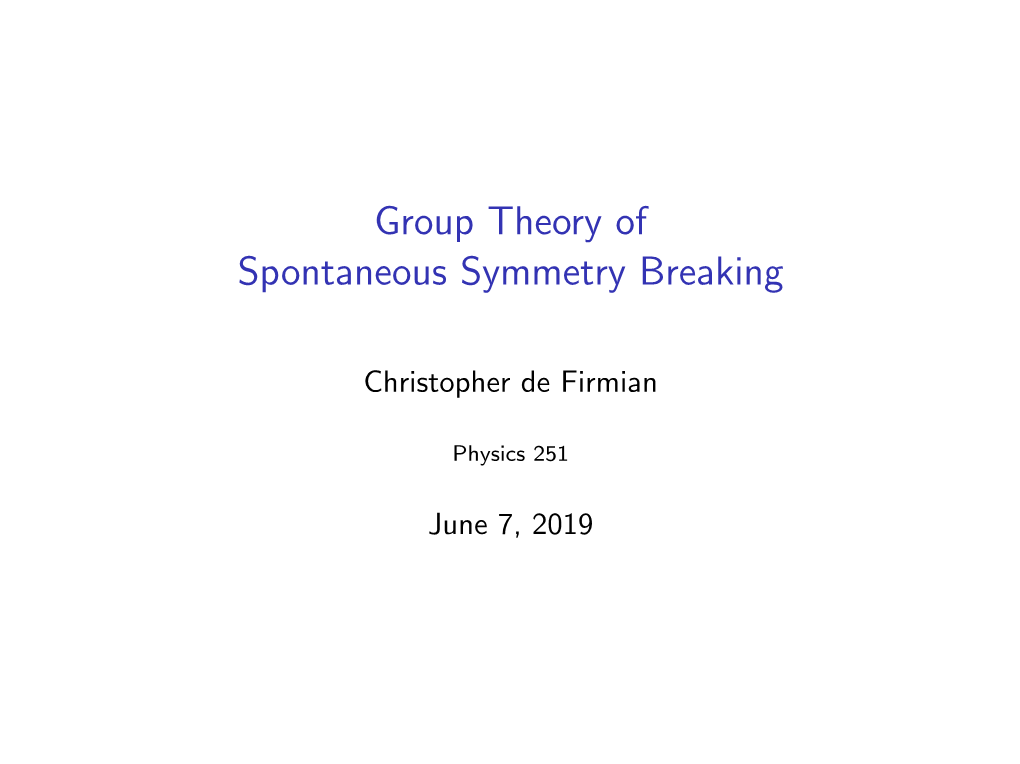 Group Theory of Spontaneous Symmetry Breaking