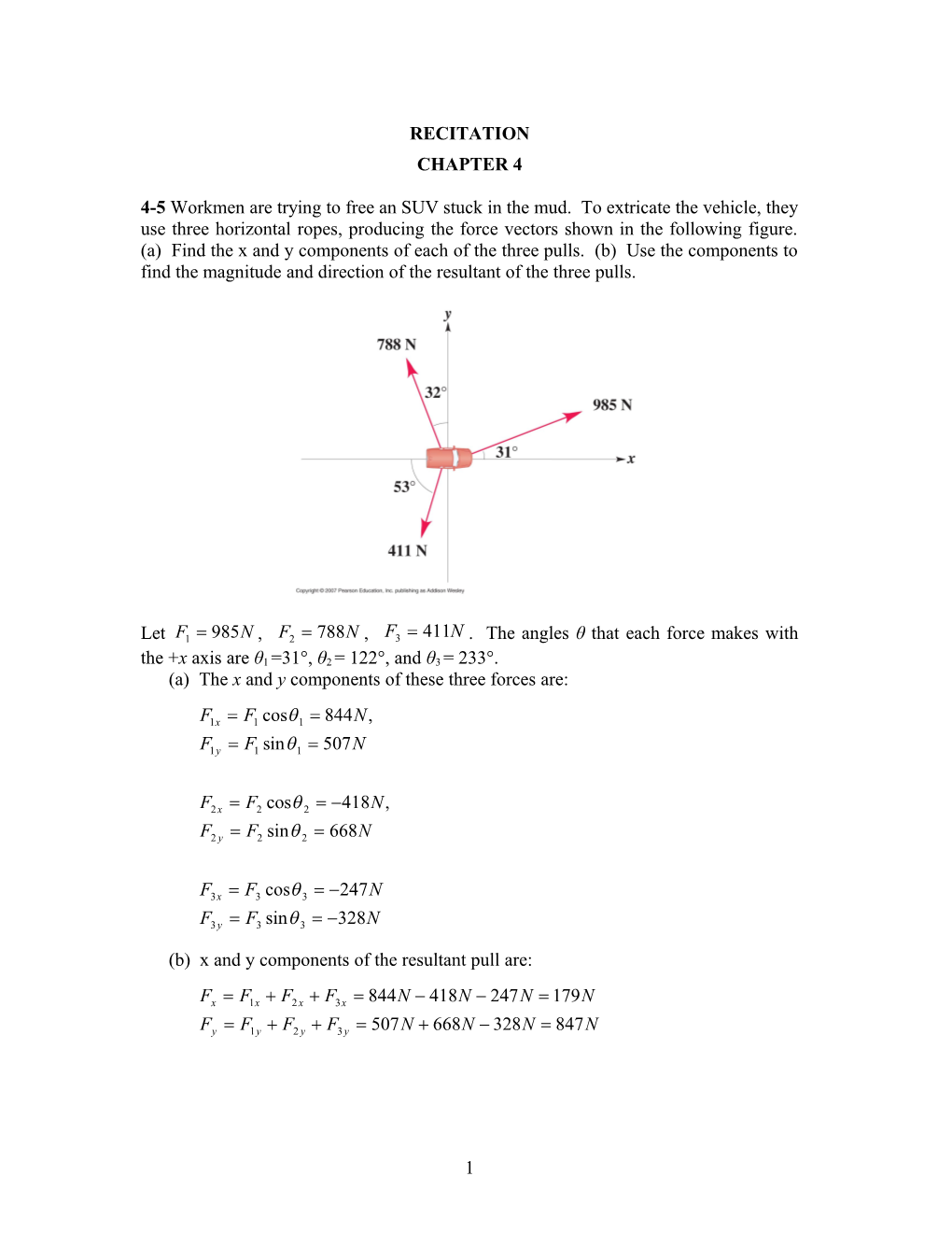 (A) the X and Y Components of These Three Forces Are