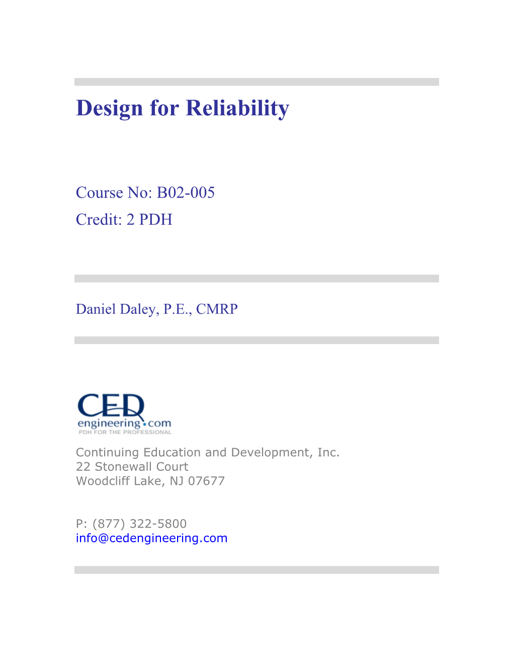 Design for Reliability