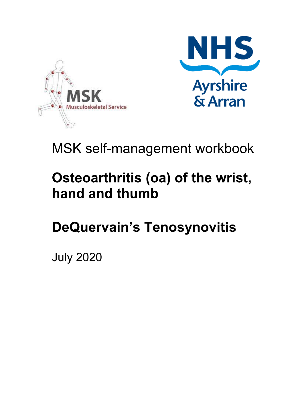 Wrist, Hand and Thumb Osteoarthritis