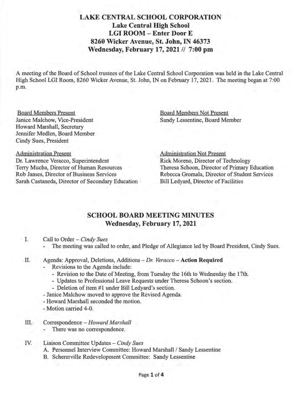 LCSC Board Meeting Minutes 2-17-21