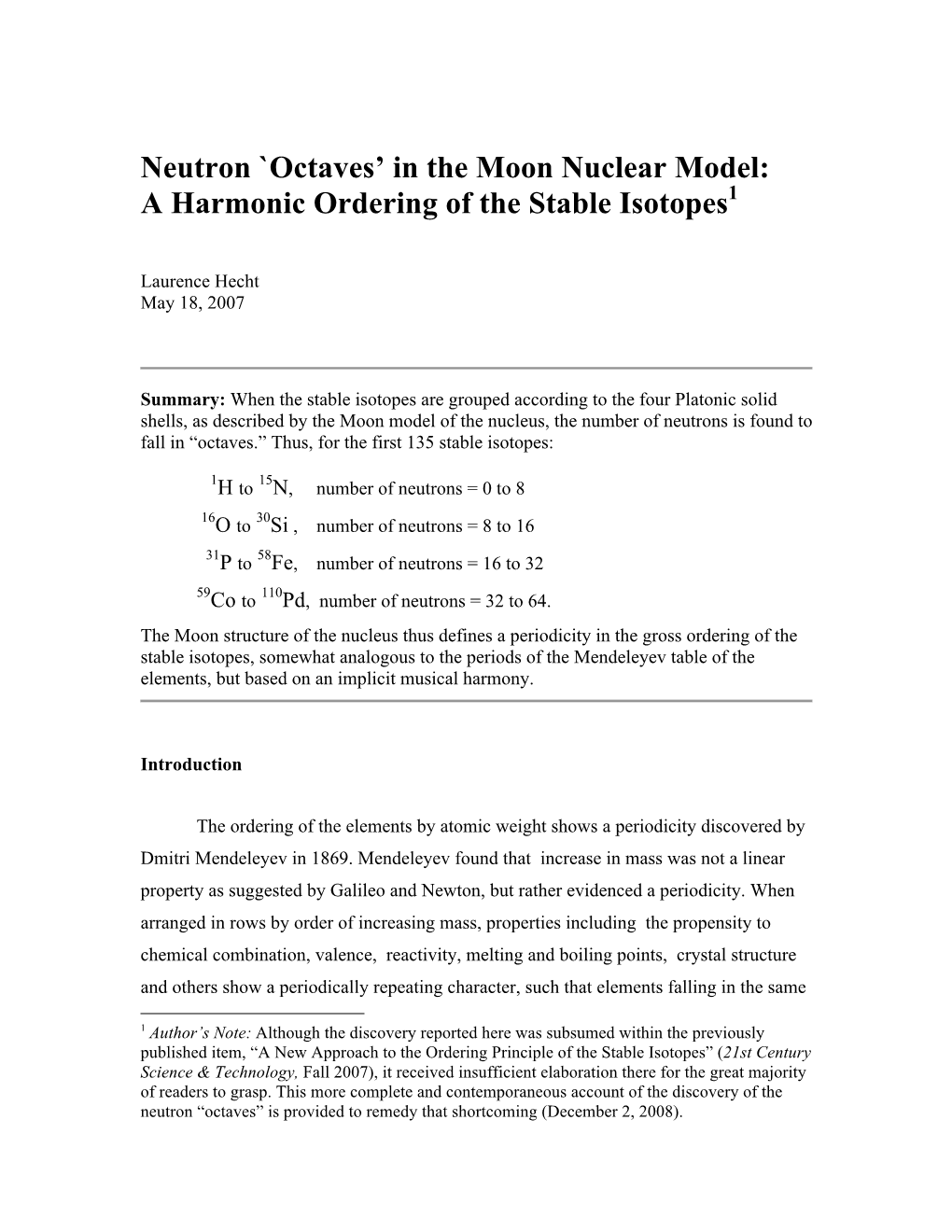 Neutron 'Octaves'