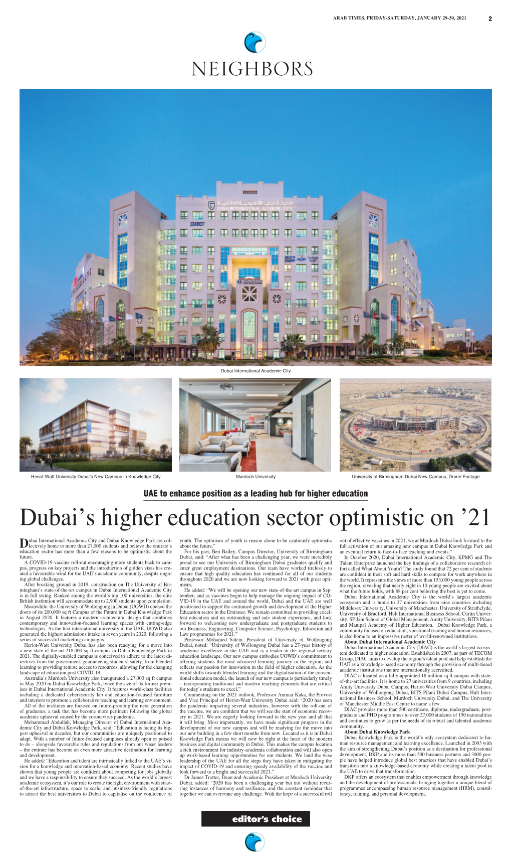 Dubai's Higher Education Sector Optimistic On