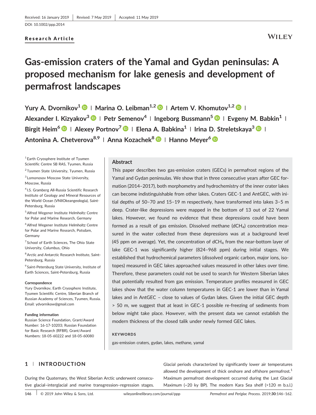 Gas-Emission Craters of the Yamal and Gydan Peninsulas