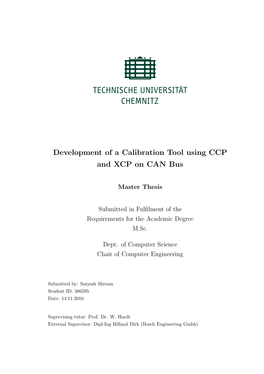 Development of a Calibration Tool Using CCP and XCP on CAN Bus