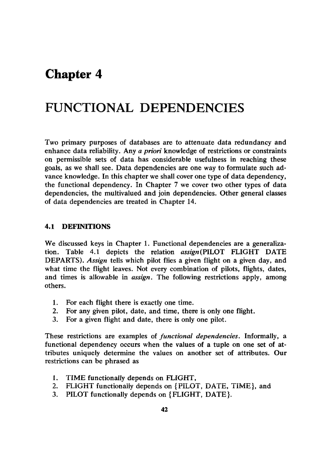 Chapter 4: Functional Dependencies